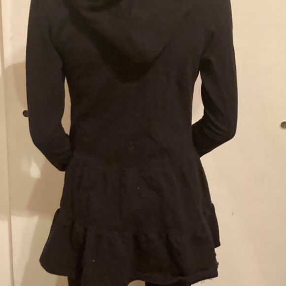 Disney Tinker Bell Black Button Hood Sweater Dress top Glitter 7 / 8 Girls - Picture 5 of 12